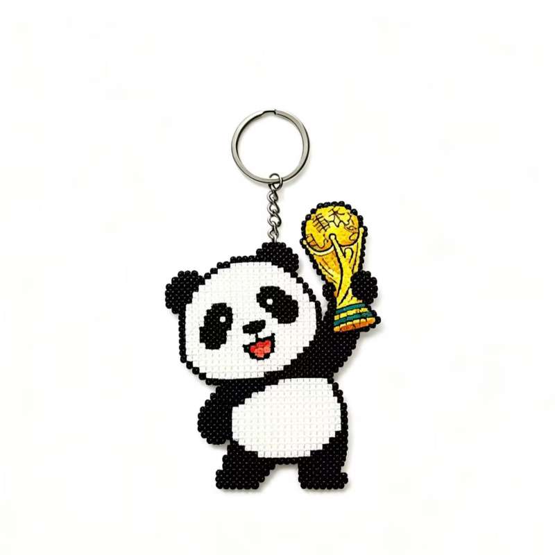 Akril kulcstartó argentinai panda a Világbajnokság témájában, rajzfilmszerű panda függő