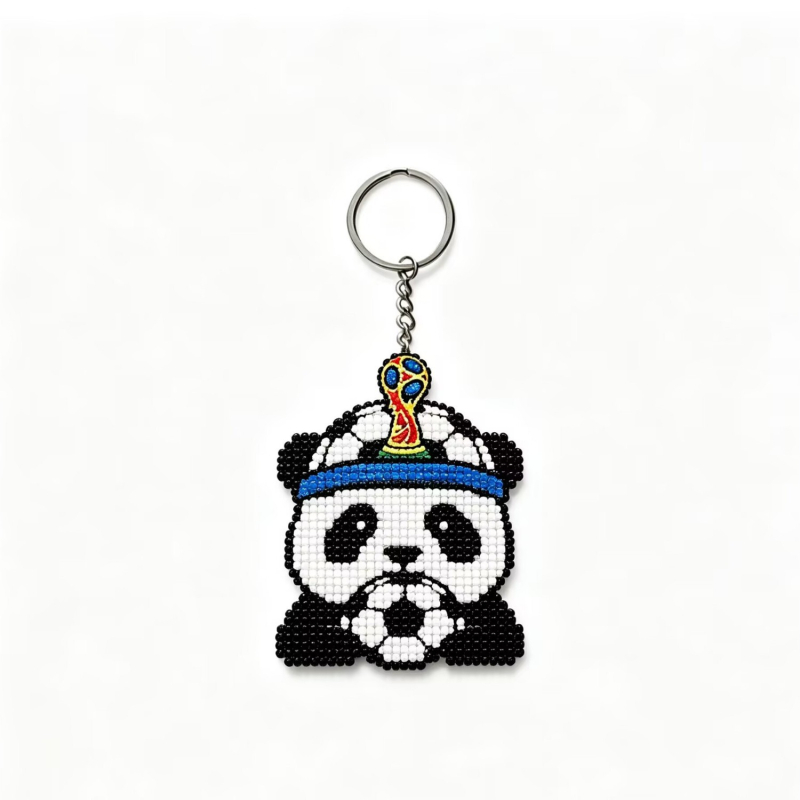 Akril kulcstartó argentinai panda a Világbajnokság témájában, rajzfilmszerű panda függő
