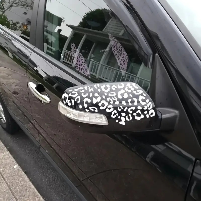 Leopárd mintás autódísz matricák, tehénmintás falidekorok, fekete hátsó tükör-dekor, dekoratív matricák háztartási készülékekhez