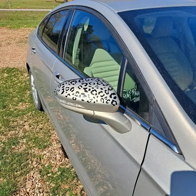 Leopárd mintás autódísz matricák, tehénmintás falidekorok, fekete hátsó tükör-dekor, dekoratív matricák háztartási készülékekhez