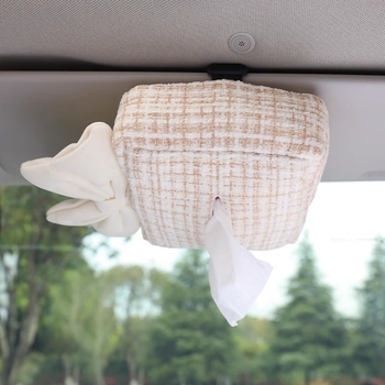 Autóban használható papírzsebkendő-tartó, hátsó ülésre akasztható, textil dekoráció az utastérben