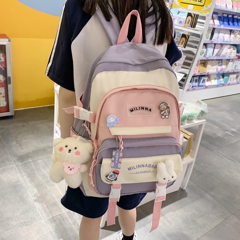 Rucsac din nailon pentru femei, stil ins și inspirație coreeană, geantă minimalistă pentru laptop, 20–35L, modă stradală