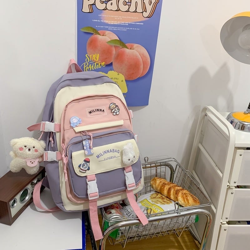 Rucsac din nailon pentru femei, stil ins și inspirație coreeană, geantă minimalistă pentru laptop, 20–35L, modă stradală