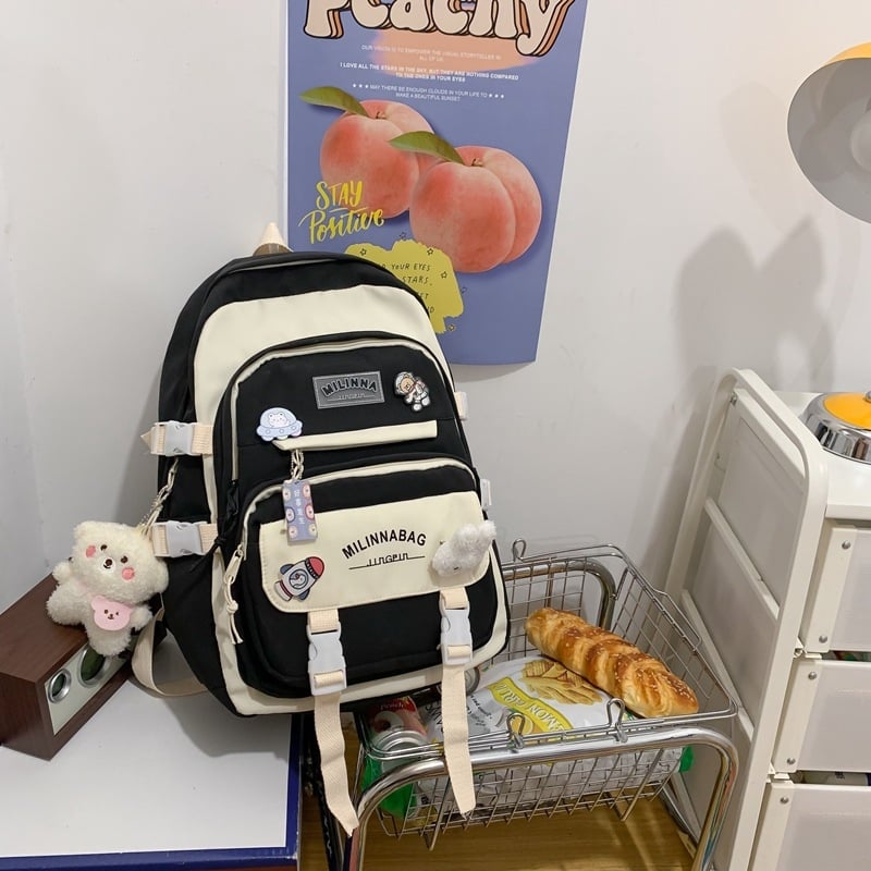 Rucsac din nailon pentru femei, stil ins și inspirație coreeană, geantă minimalistă pentru laptop, 20–35L, modă stradală
