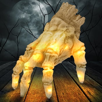 Halloween dekorációs kellék: elektromos világító mászó kéz mozgásérzékelővel és hanggal, hangvezérléses tréfa-játék