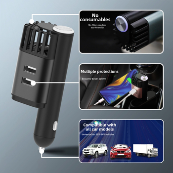 Αεροφυλάκτης αυτοκινήτου με USB φόρτιση, γρήγορη φόρτιση, αρνητικά ιόντα, μπαρ οξυγόνου, απομάκρυνση καπνών και οσμών