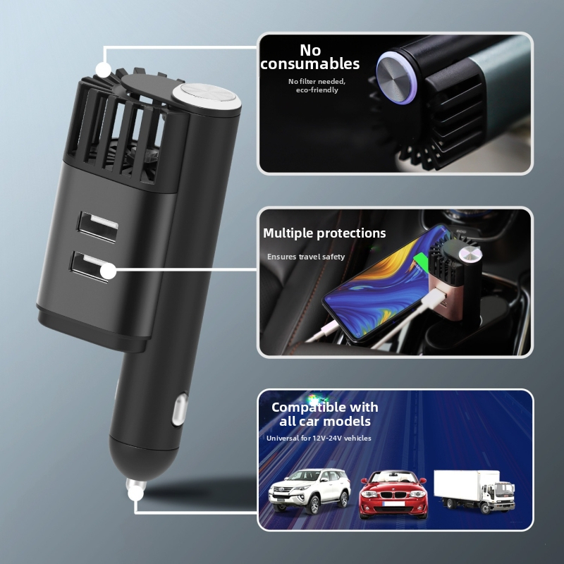Αεροφυλάκτης αυτοκινήτου με USB φόρτιση, γρήγορη φόρτιση, αρνητικά ιόντα, μπαρ οξυγόνου, απομάκρυνση καπνών και οσμών