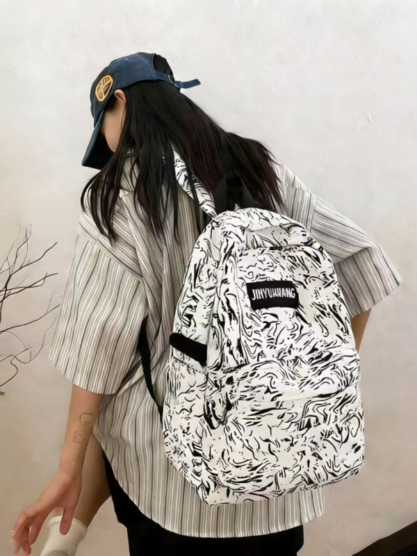 Koreai stílusú graffiti nyomtatású hátizsák, nagy kapacitású, uniszex utazáshoz