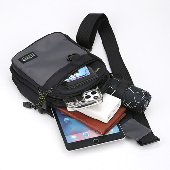 Geantă din nylon pentru bărbați, crossbody, capacitate mare, stil urban minimalist, ușoară, încape un laptop de 8 inci