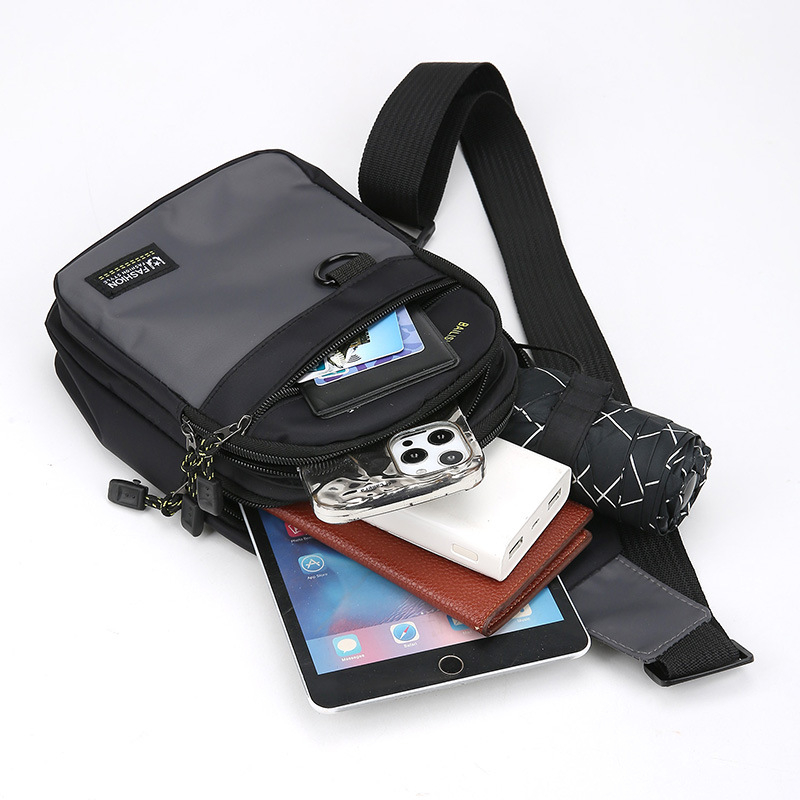 Geantă din nylon pentru bărbați, crossbody, capacitate mare, stil urban minimalist, ușoară, încape un laptop de 8 inci