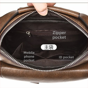 Geantă de umăr pentru bărbați din PU, poșetă crossbody, stil business casual, vertical