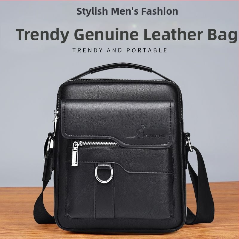 Geantă de umăr pentru bărbați din PU, poșetă crossbody, stil business casual, vertical