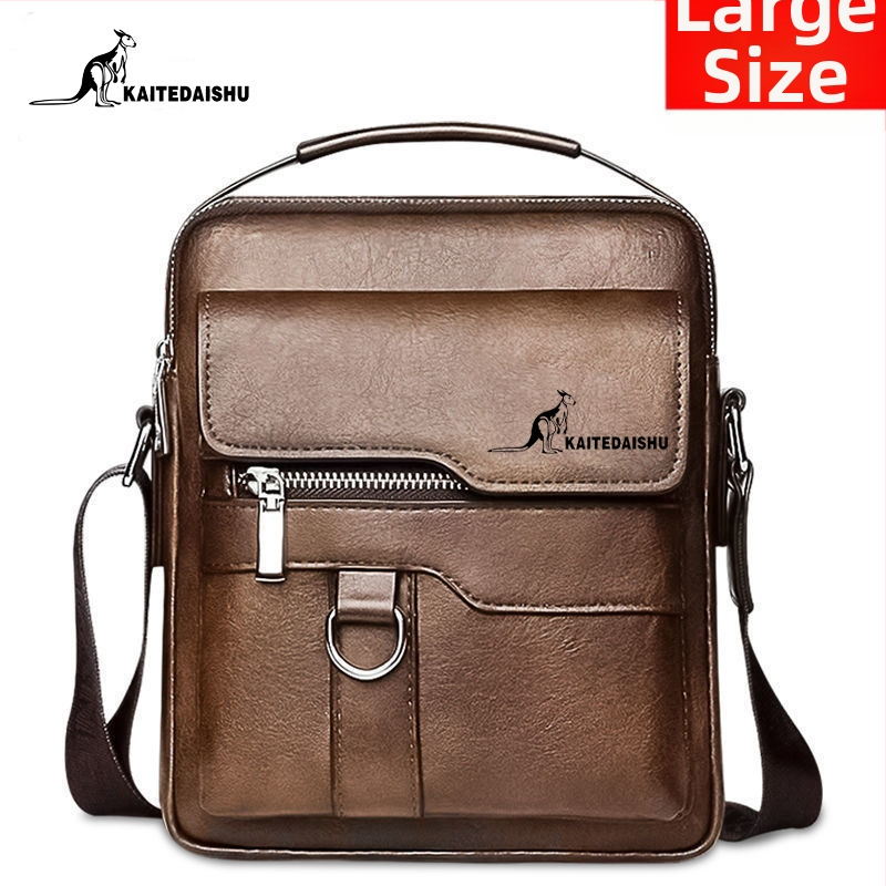 Geantă de umăr pentru bărbați din PU, poșetă crossbody, stil business casual, vertical