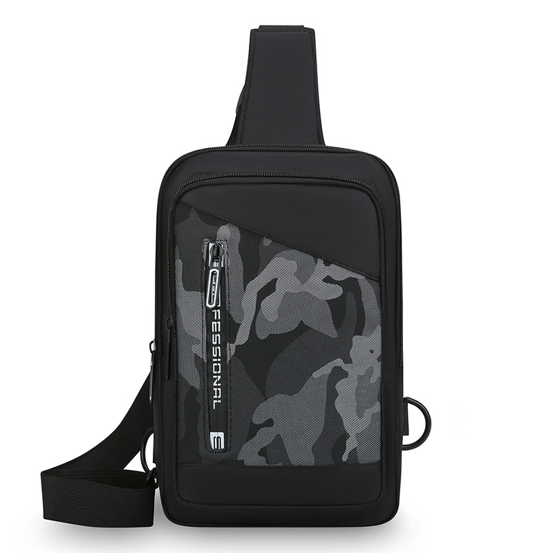 Geantă pentru piept bărbați, camuflaj, din nylon, geantă de umăr casual pentru outdoor, cu compartiment pentru laptop de 8 inch