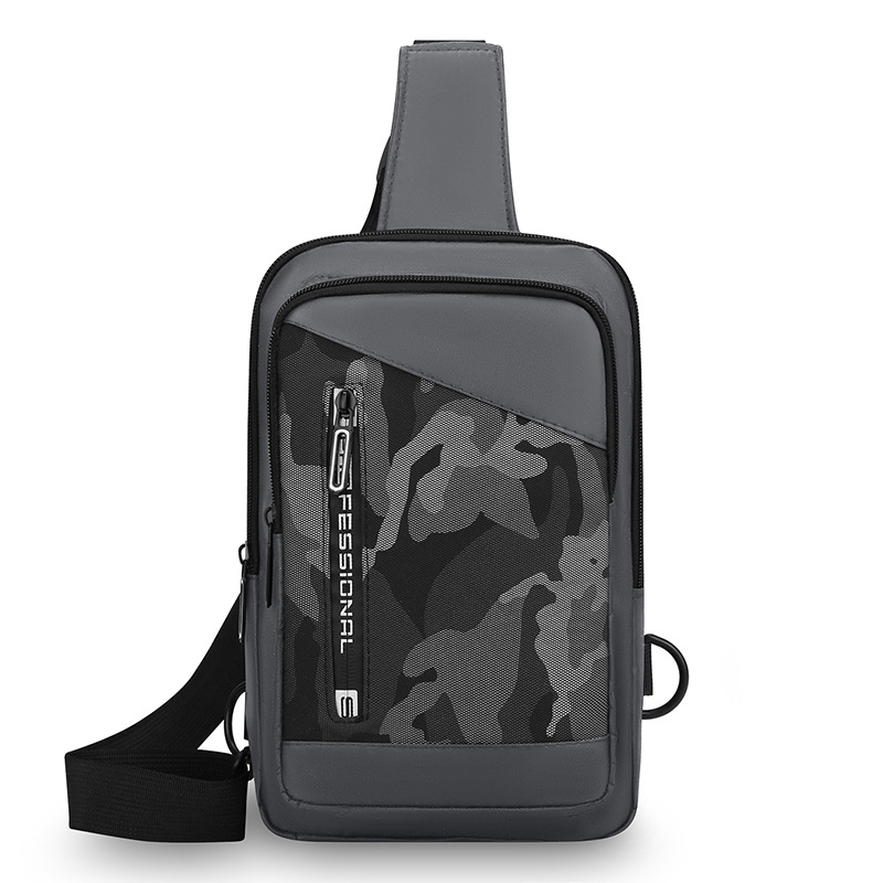 Geantă pentru piept bărbați, camuflaj, din nylon, geantă de umăr casual pentru outdoor, cu compartiment pentru laptop de 8 inch