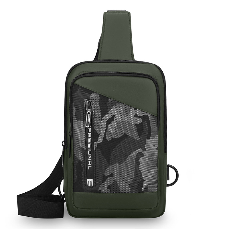 Geantă pentru piept bărbați, camuflaj, din nylon, geantă de umăr casual pentru outdoor, cu compartiment pentru laptop de 8 inch
