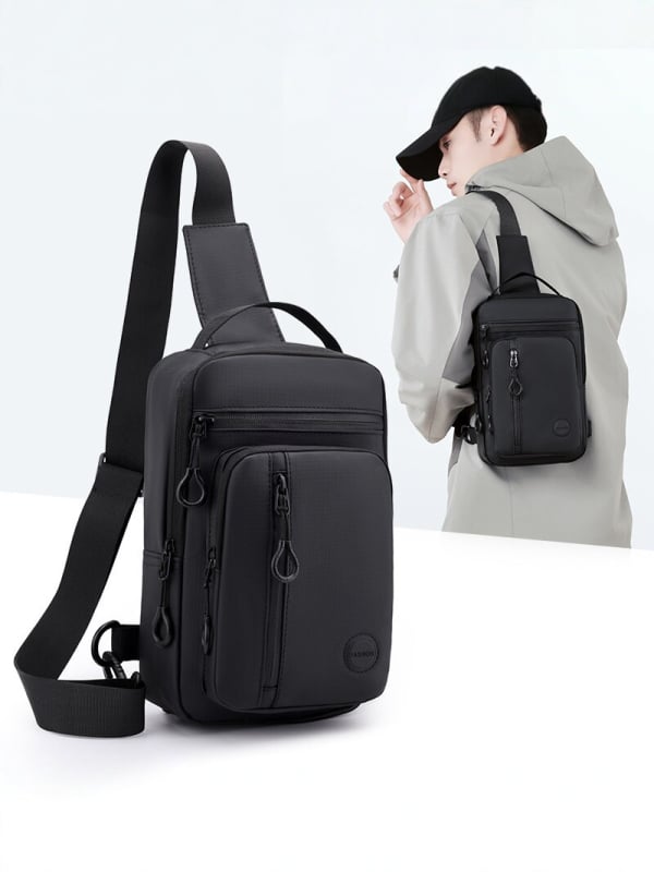 Geantă crossbody pentru bărbați din nylon, multifuncțională, ușoară, cu capacitate mare, pentru utilizare outdoor casual
