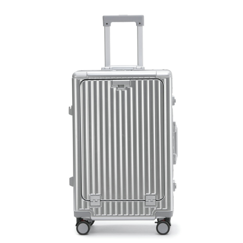 Valiză cu cadru din aluminiu, TSA încuietoare, 20/26/28 inch, port USB, suport pentru telefon, suport pentru ceașcă, roți universale, căptușeală din poliester, stil de călătorie de recreere