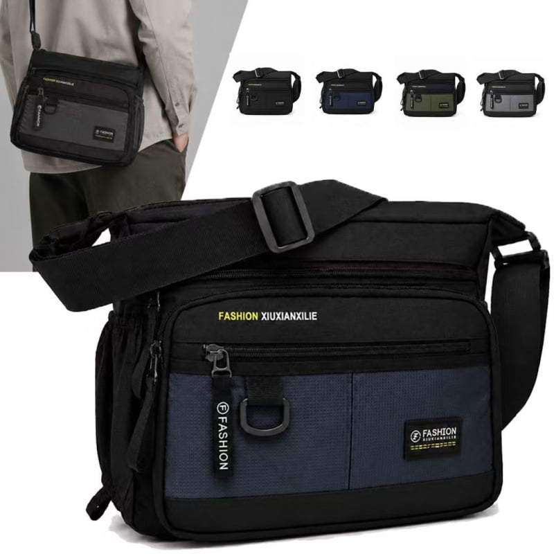 Nagy kapacitású férfi válltáska, vízálló és kopásálló, több zsebbel, üzleti és hétköznapi crossbody.