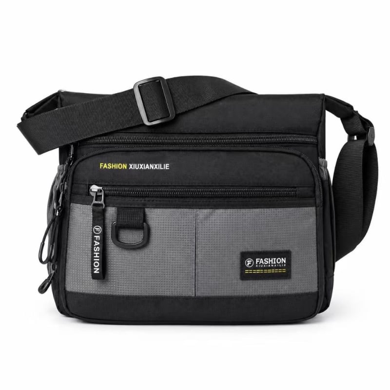 Nagy kapacitású férfi válltáska, vízálló és kopásálló, több zsebbel, üzleti és hétköznapi crossbody.