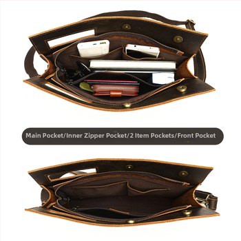 Geantă clutch vintage pentru bărbați din piele Crazy Horse, piele de vită de primă calitate, geantă crossbody pentru afaceri