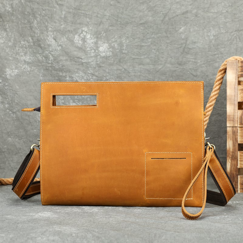 Geantă clutch vintage pentru bărbați din piele Crazy Horse, piele de vită de primă calitate, geantă crossbody pentru afaceri
