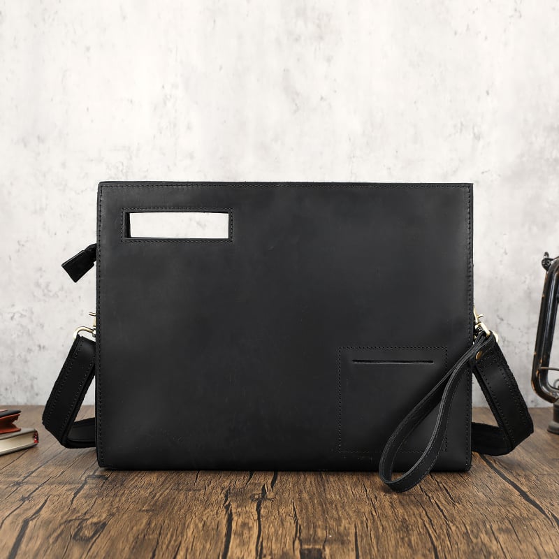 Geantă clutch vintage pentru bărbați din piele Crazy Horse, piele de vită de primă calitate, geantă crossbody pentru afaceri