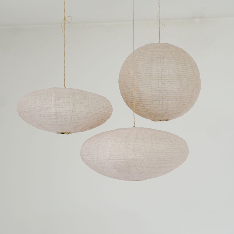 Κρεμαστό φωτιστικό UFO από ύφασμα, σε στυλ Wabi-Sabi, ιαπωνικού ύφους με λινό επίπεδο φαναράκι για ξενώνες, εστιατόρια και υπνοδωμάτια