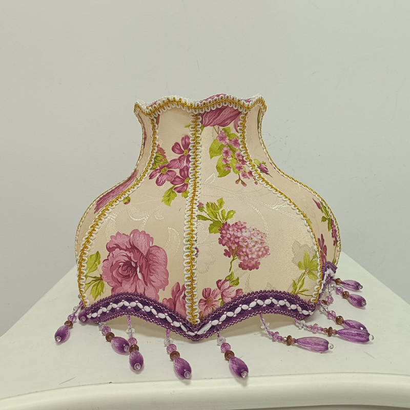 Virágos hercegnő lámpabúra, textil, E27-es csatlakozóval, asztali- és állólámpákhoz, alap nélkül