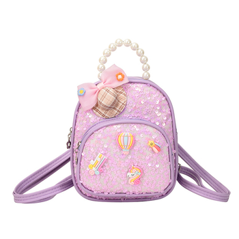 Rucsac pentru grădiniță pentru fete, mâner din perlă, design drăguț cu fluture și desen animat