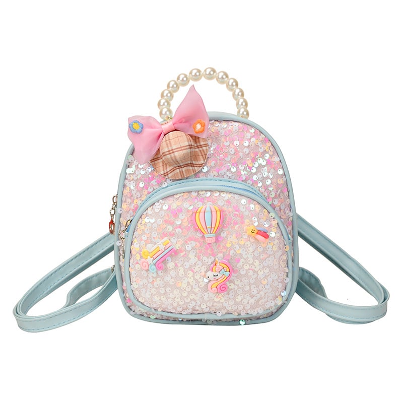 Rucsac pentru grădiniță pentru fete, mâner din perlă, design drăguț cu fluture și desen animat
