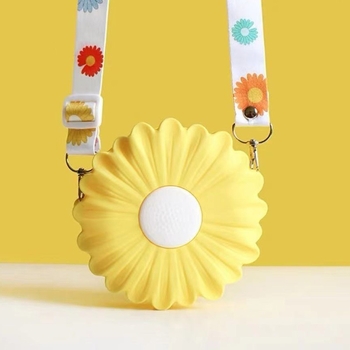 Szilikon pénztárca margaréta- és napraforgó mintával — kis keresztpántos crossbody táska gyerekeknek