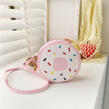 PU-anyagú crossbody táska lányoknak, fánk alakú, torta minta, hercegnő-stílus