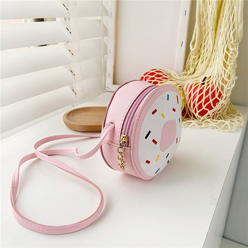 PU-anyagú crossbody táska lányoknak, fánk alakú, torta minta, hercegnő-stílus