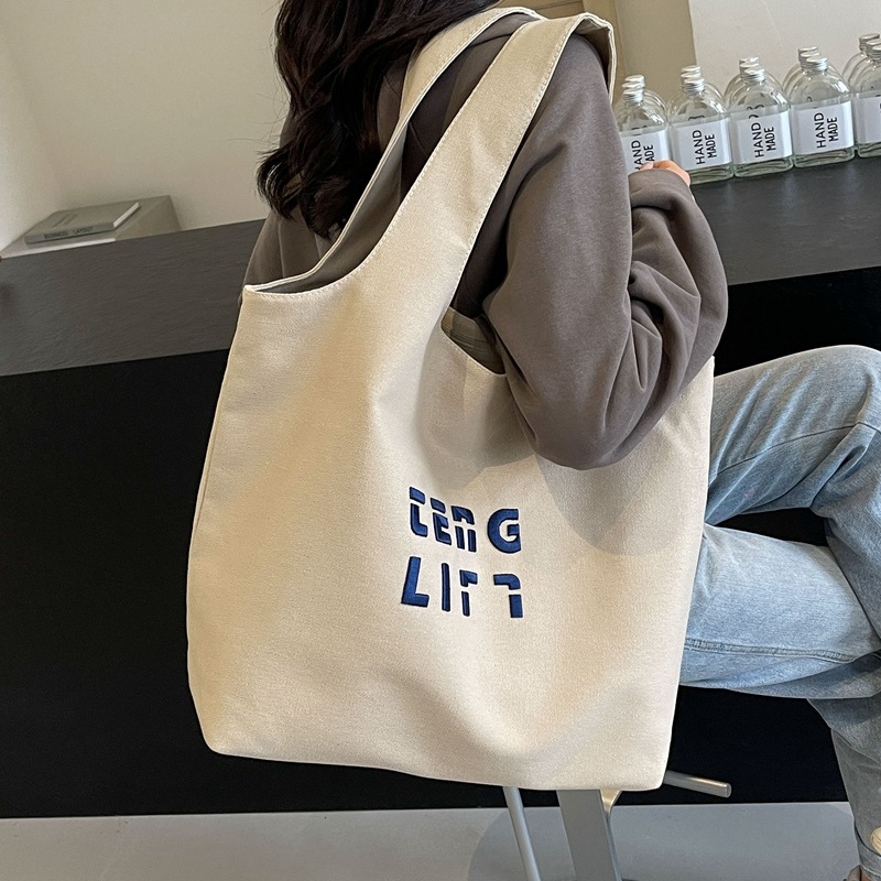Geantă de damă din pânză, cu capacitate mare — stil urban minimalist, geantă de umăr