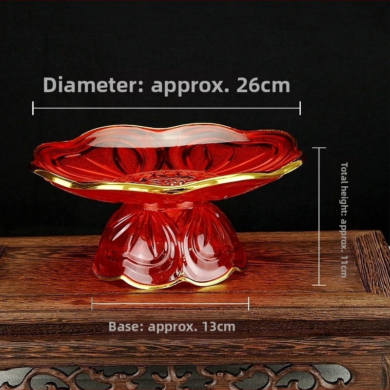 Plastový tanier na ovocie s akrylovým dizajnom lotosu, vysoký tanier na ovocie s priaznivým symbolom pre dekoráciu na stôl v Budhovej sieni.
