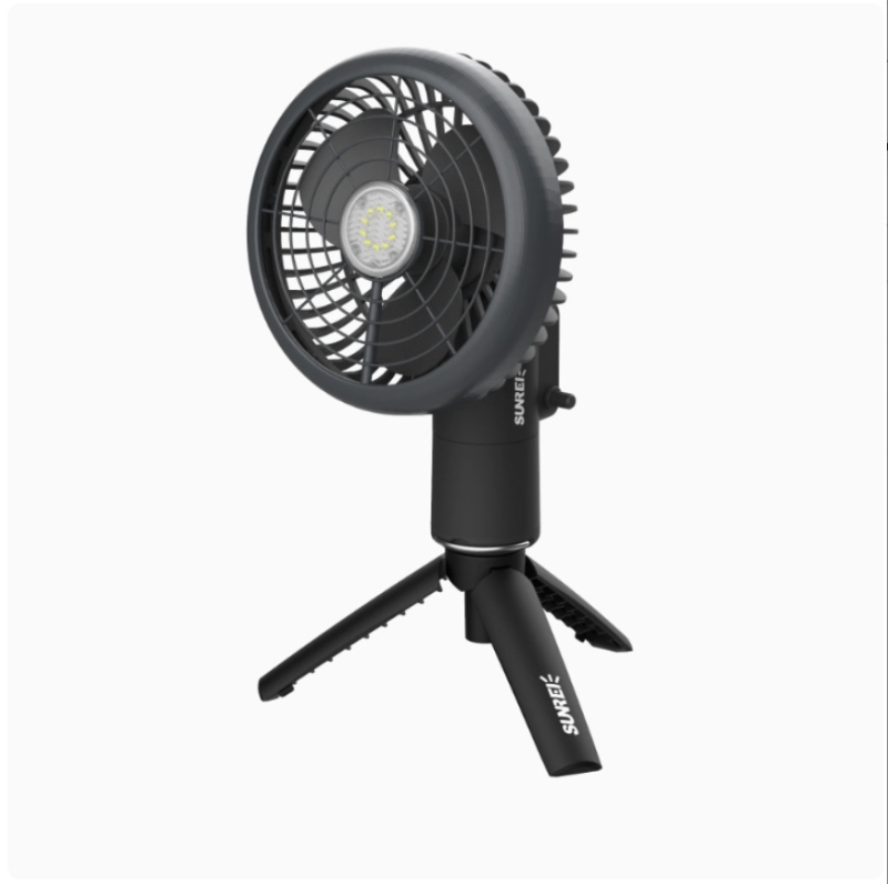 Shanlishi gimbalos fejű ventilátor, csendes, hosszú üzemidő, újratölthető, forgó fej, állítható fordulatszám-szintek, kempingezéshez, mini ventilátor lámpával