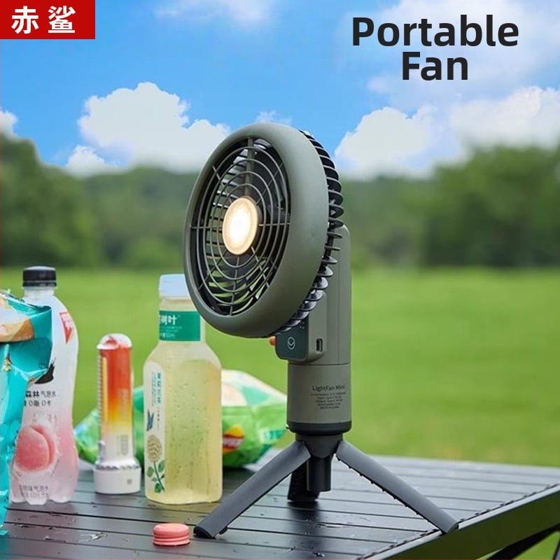 Shanlishi gimbalos fejű ventilátor, csendes, hosszú üzemidő, újratölthető, forgó fej, állítható fordulatszám-szintek, kempingezéshez, mini ventilátor lámpával