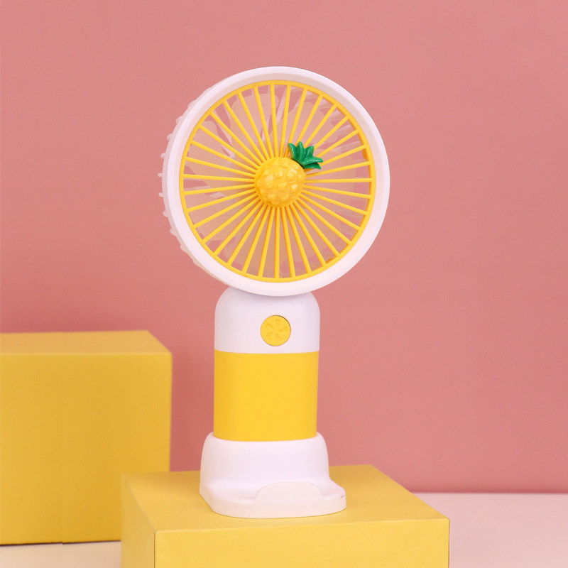 Nyári gyümölcs-virág mini hordozható USB asztali ventilátor, rajzfilm aranyos kivitel, diákszobába