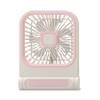 USB stolový ventilátor, mini prenosný stolový ventilátor so vstavanou batériou, 3 rýchlosti, 6+ lopatiek, farebné možnosti: biela, ružová, zelená, žltá