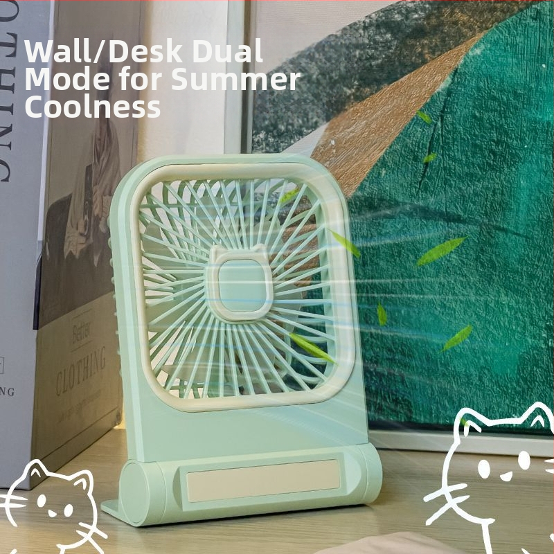 USB stolový ventilátor, mini prenosný stolový ventilátor so vstavanou batériou, 3 rýchlosti, 6+ lopatiek, farebné možnosti: biela, ružová, zelená, žltá