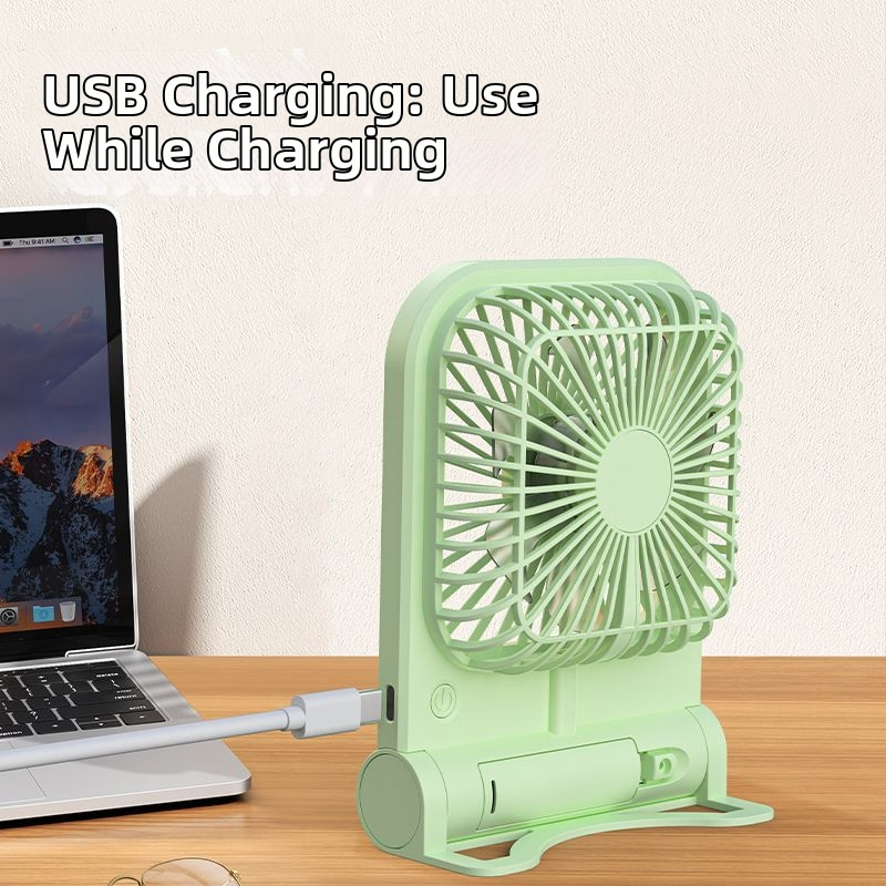 USB stolový ventilátor, mini prenosný stolový ventilátor so vstavanou batériou, 3 rýchlosti, 6+ lopatiek, farebné možnosti: biela, ružová, zelená, žltá