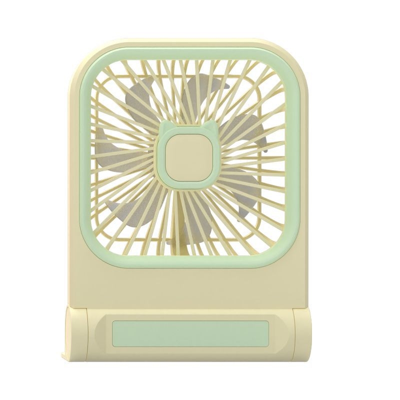 USB stolový ventilátor, mini prenosný stolový ventilátor so vstavanou batériou, 3 rýchlosti, 6+ lopatiek, farebné možnosti: biela, ružová, zelená, žltá
