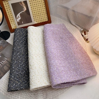Lila tweed, magas derekú A-vonalú rövid szoknya nőknek, koreai Chanel-stílus inspirált