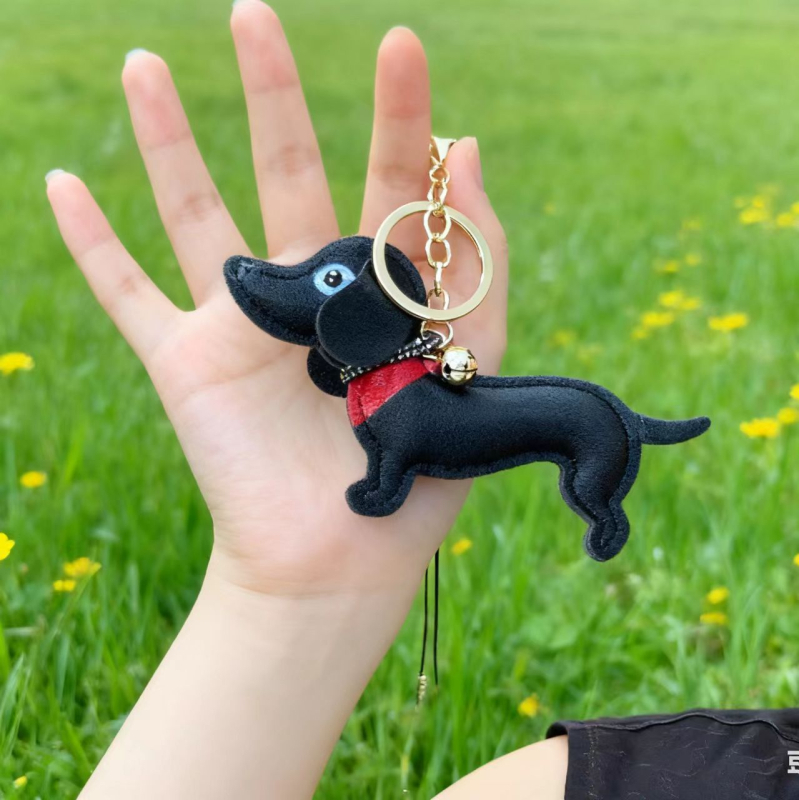 Új PU bőr Dachshund kulcstartó, plüss baba, telefonvédő kiegészítő és táskadísz – nagykereskedelem
