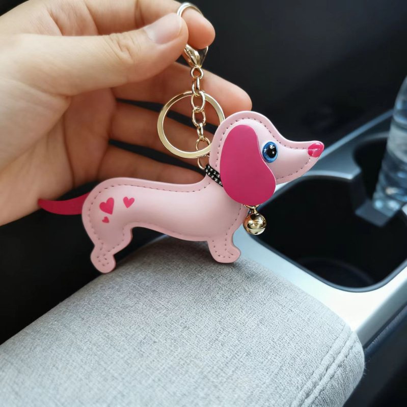 Új PU bőr Dachshund kulcstartó, plüss baba, telefonvédő kiegészítő és táskadísz – nagykereskedelem