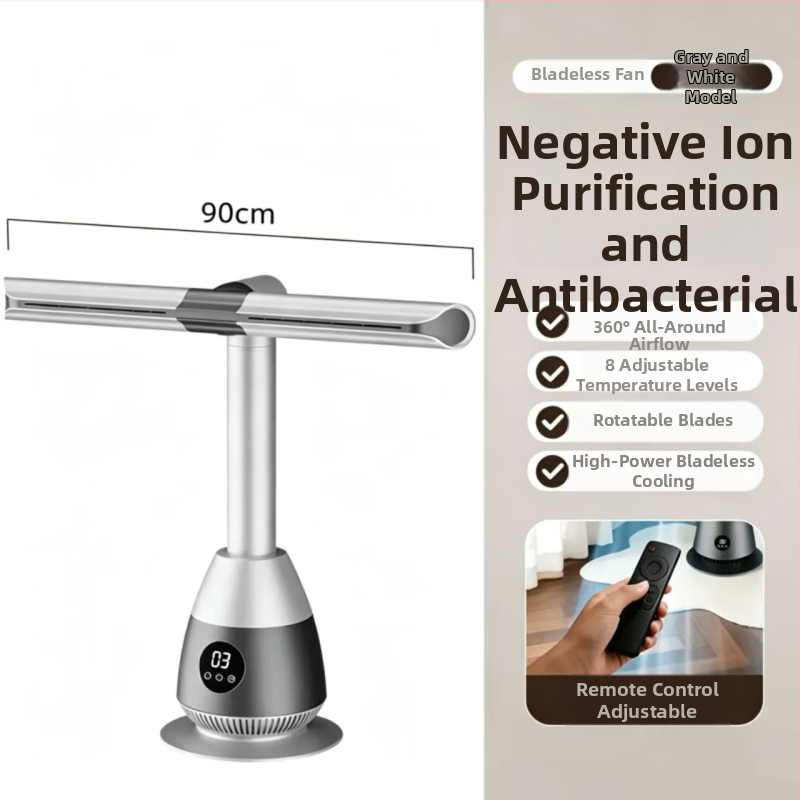 Elektrický ventilátor bez lopatiek pre domáce použitie, ultratichý 360° otočný stojací ventilátor s diaľkovým ovládaním