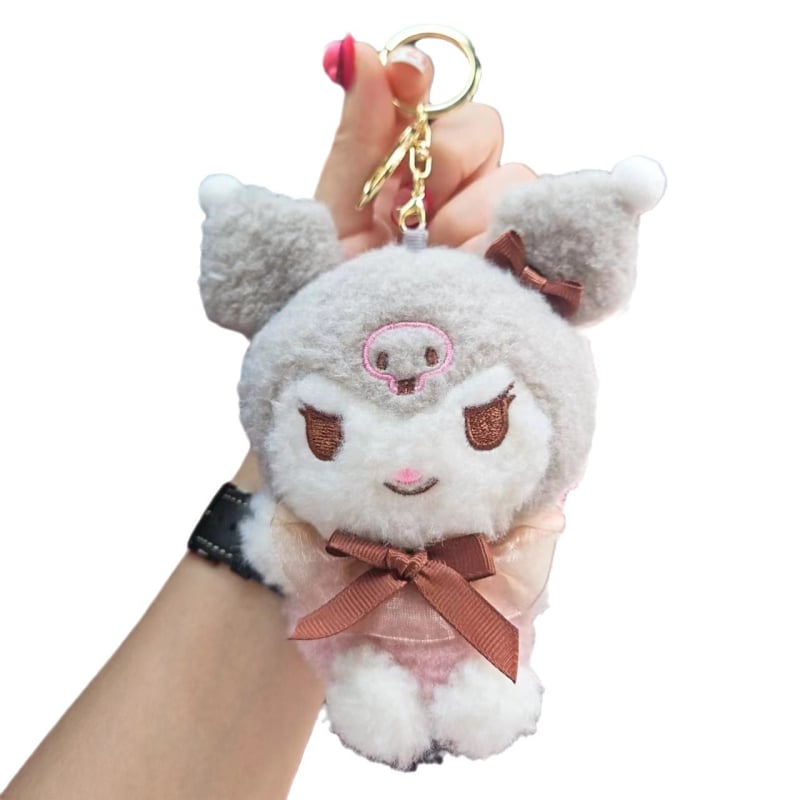 Pandantiv din pluș Kuromi, păpușă din pluș My Melody și breloc cu Cinnamoroll