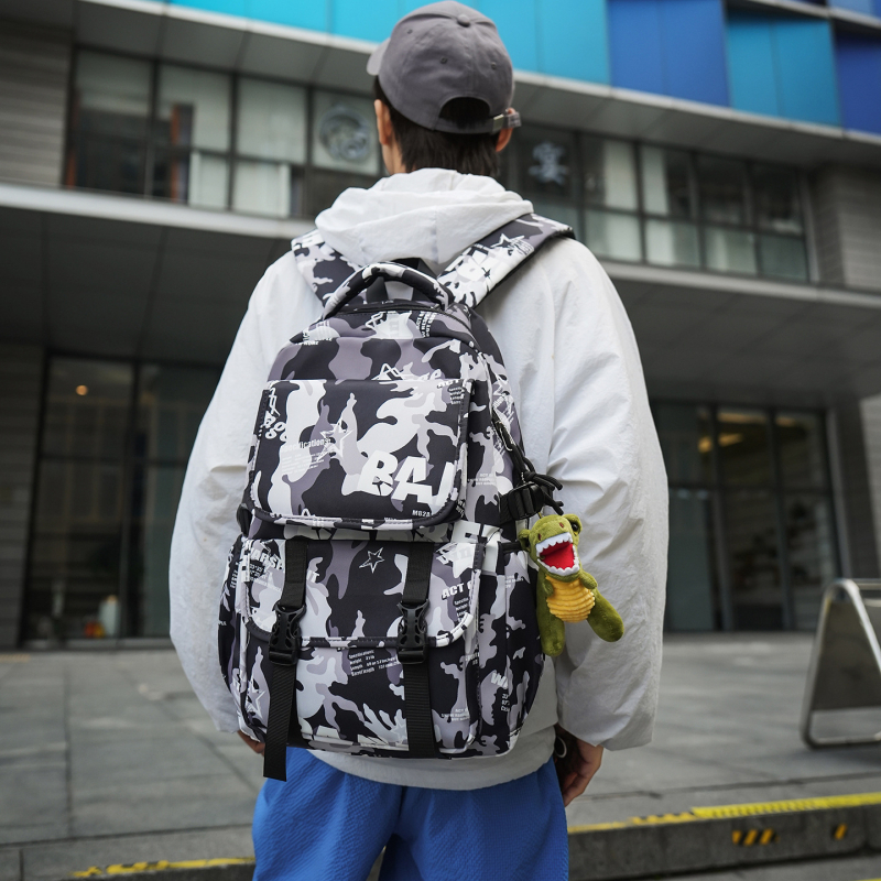 Nagy kapacitású nejlon hátizsák graffiti mintával, mindennapi uniszex iskolai hátizsák középiskolások és egyetemisták számára
