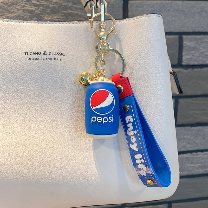 Breloc 3D din silicon cu Pepsi, Coca‑Cola și Sprite – pandantiv pentru mașină și geantă, cadou mic